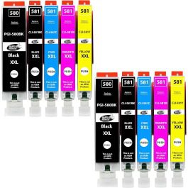 Conjunto 10 Tinteiros Canon PGI-580 / CLI-581 Compatíveis