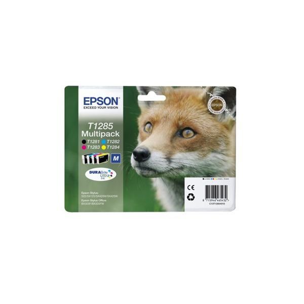 Conjunto 4 Tinteiros Epson T1285 Original Série Raposa (C13T12854012)